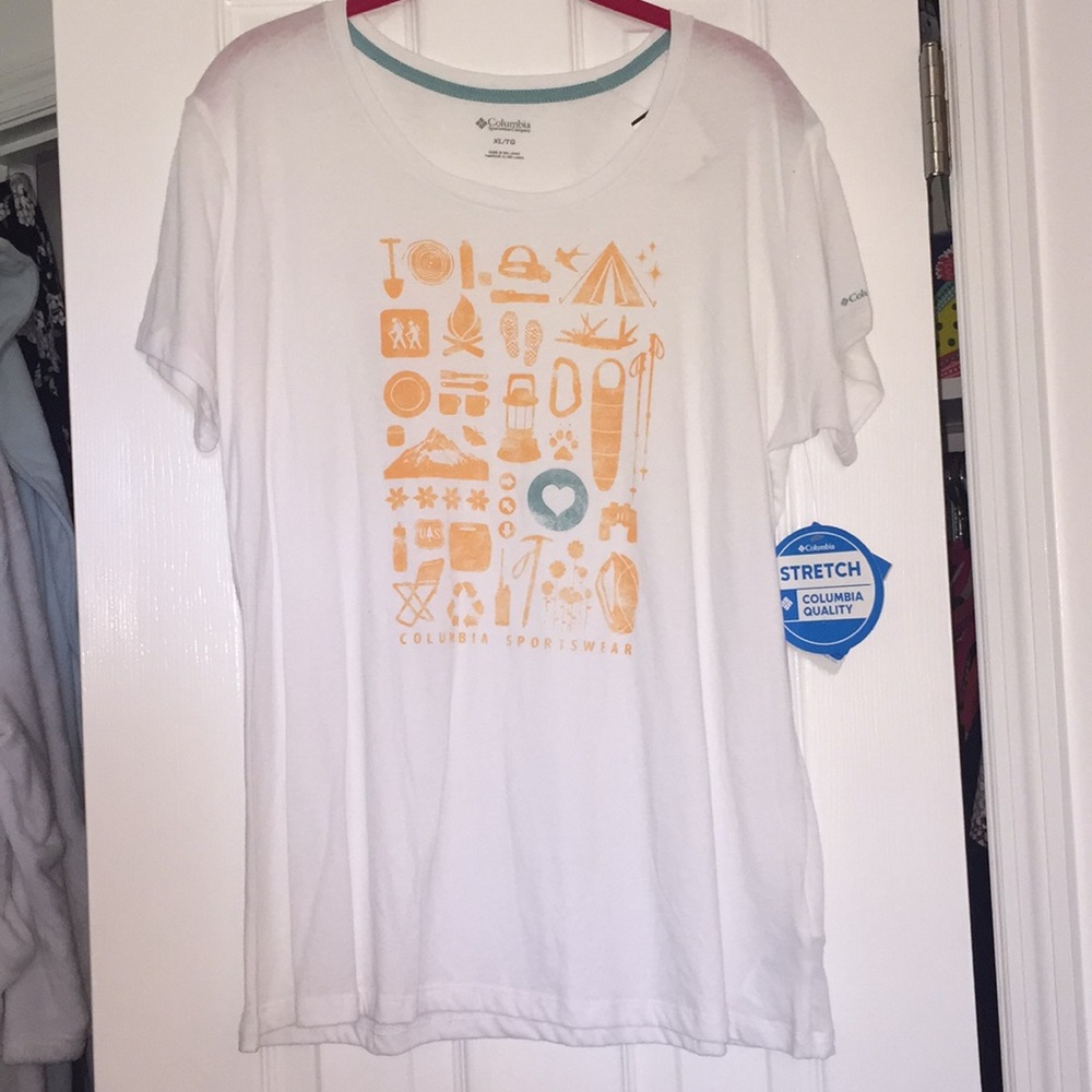 Columbia white camping graphic tee